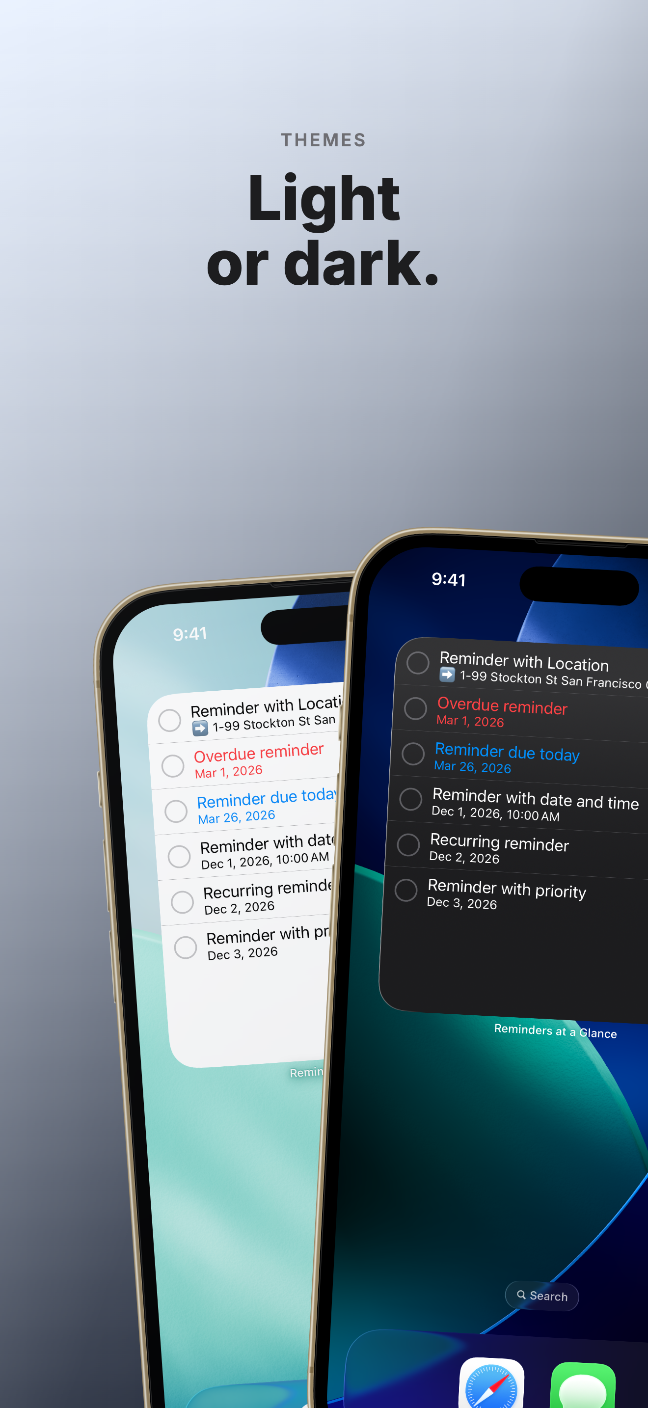 Light and dark themes